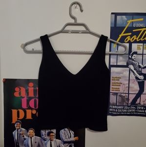 Black Cropped Ribbed Tank